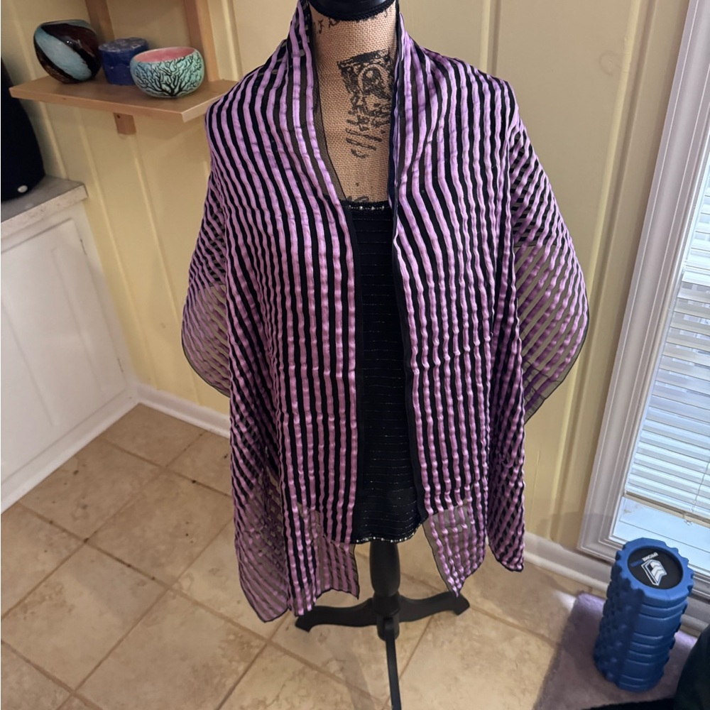Striped Pink and Navy Shawl double sided shawl / scarf